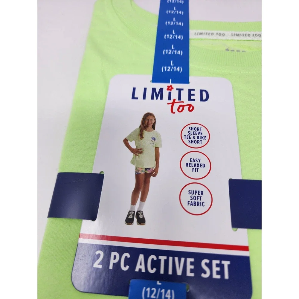 Limited Too Girls Active 2 PC Set Green Cotton Blend Athletic Size Large